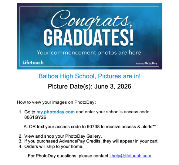Balboa Graduation Pictures Announcement