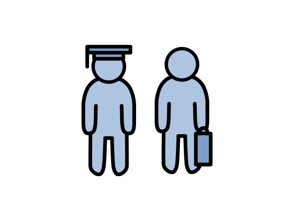 clipart of person with graduate cap and person with briefcase
