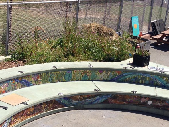 mosaic tiles in vves garden