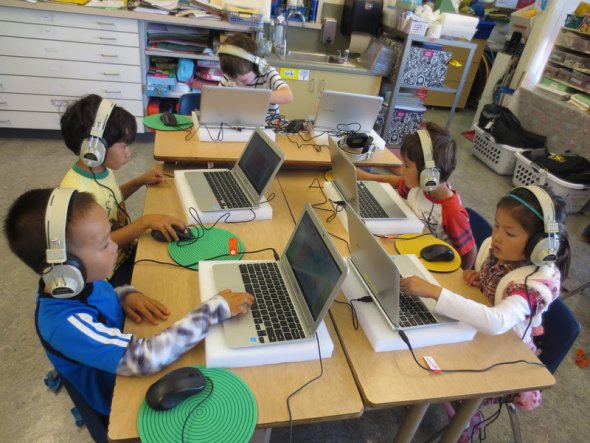 Students using computers
