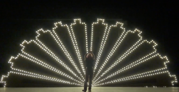 Stage with lighting design with student 