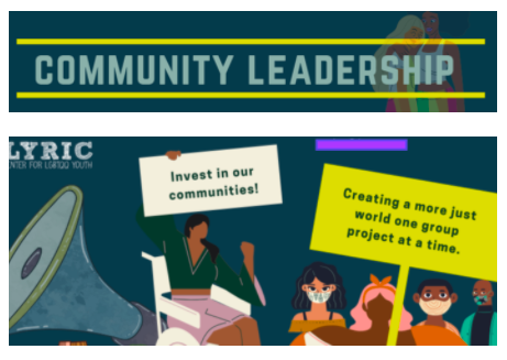 Community Leadership and a group of individuals with signs advocating for resources