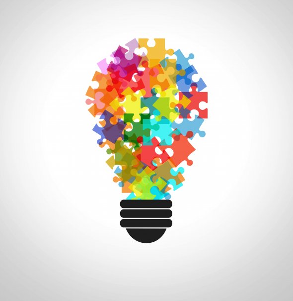 lightbulb with puzzle pieces
