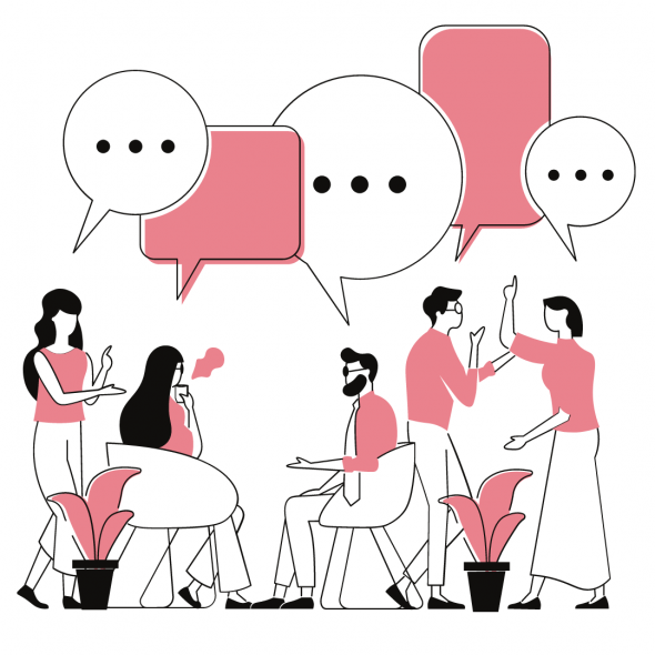 People engaging in conversation 