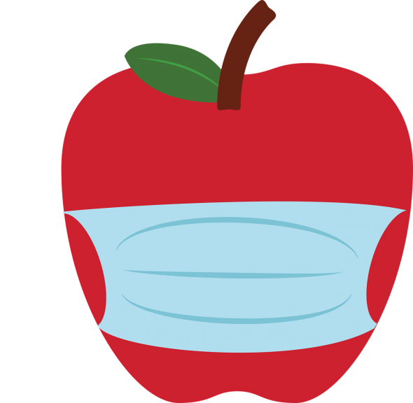 apple with covid mask