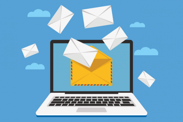 laptop with mail