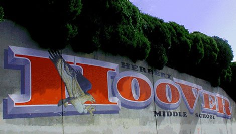 The Hoover logo on a wall