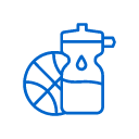icon of blue ball and water bottle