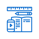 icon of blue school supplies