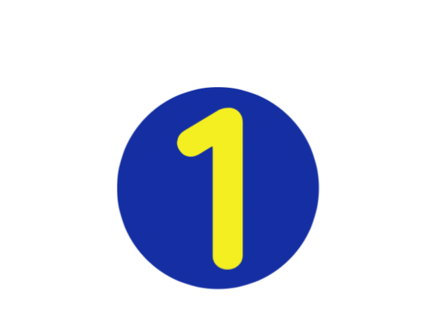 yellow 1 with a blue circle