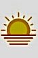 A yellow and orange sun with red underlines over a white background