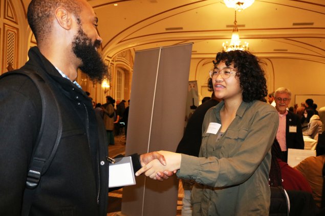 Student speaking with partner