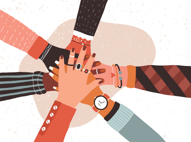 Illustration of hands coming together