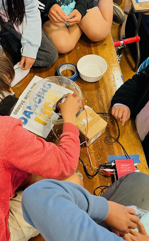 Students doing a Dancing Rice STEAM project