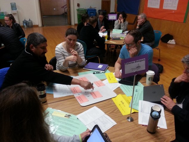 Teachers at a science professional development