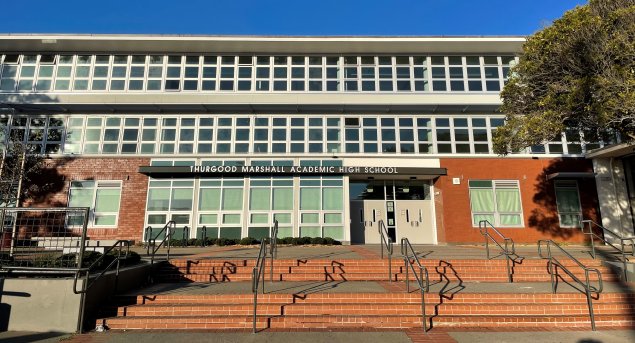 Renovated Front Façade of the Academic Building at Thurgood Marshall Academic High School