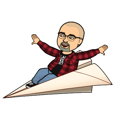 Bitmoji riding a paper airplane