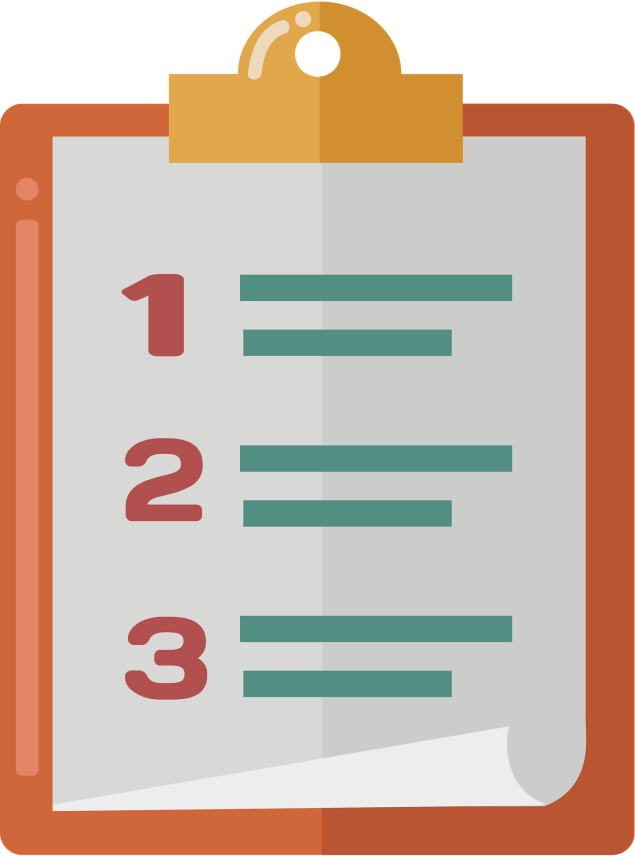 Clipart of clipboard with numbered items