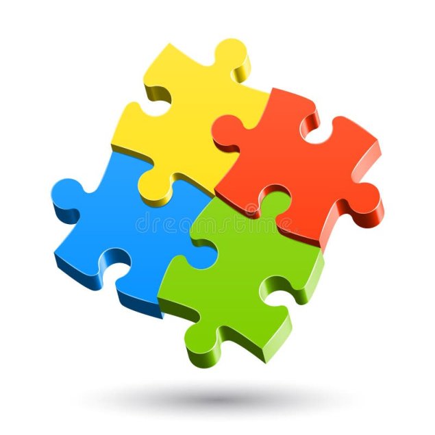 Four puzzle pieces pieced together.