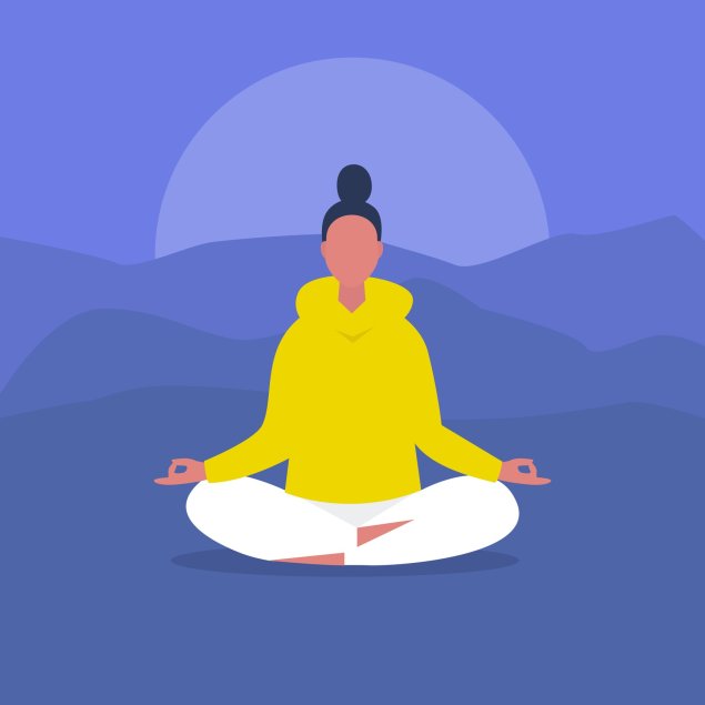 Person sitting cross legged in a meditation pose.