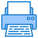 image of printer in blue with paper