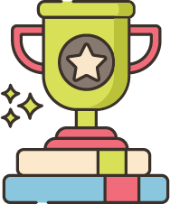 Illustration of a trophy on two books at the bottom