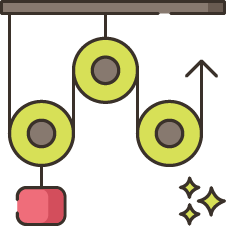 Illustration of three weights connected with a thread