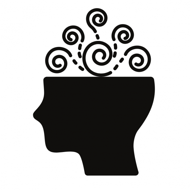Image of side view of head with swirls on the top half