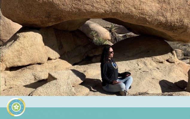 BeWell-cards_employeeWellnes Teacher meditating under rock