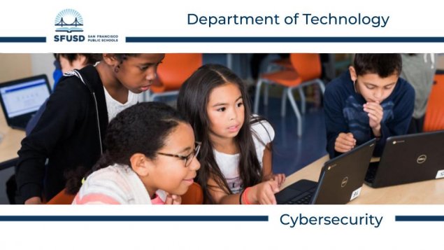 Department of Technology Cybersecurity, image of children engaged in front of computers