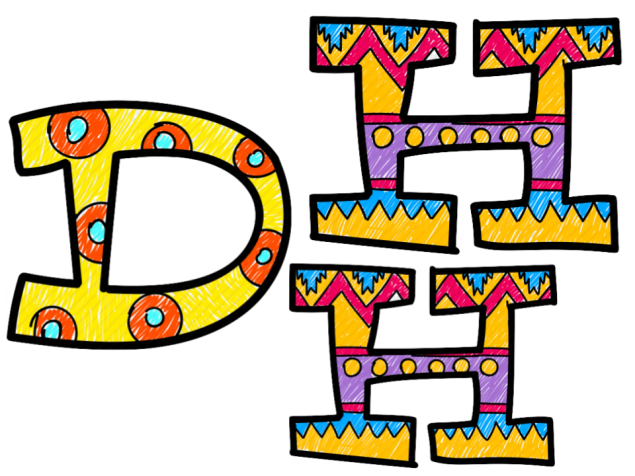 Letters DHH in colorful print design