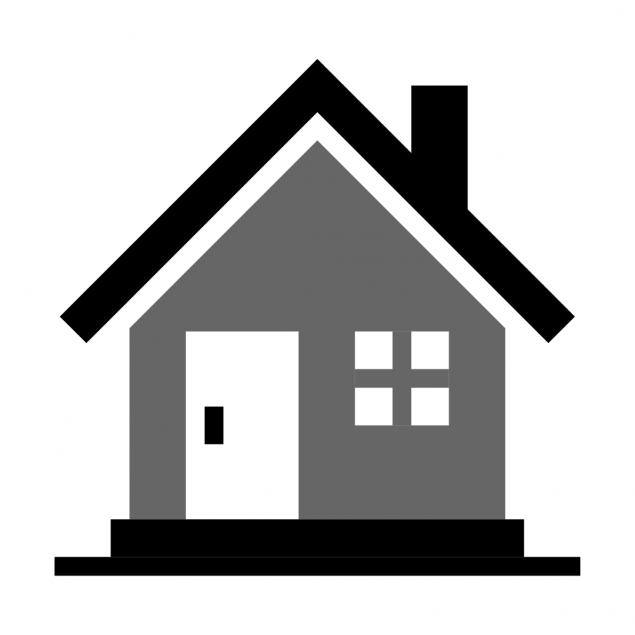 Drawn image of a grey/black colored house 