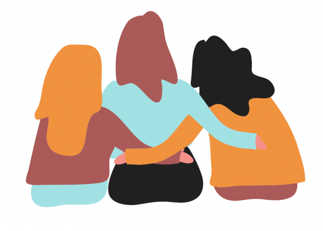 3 people hugging