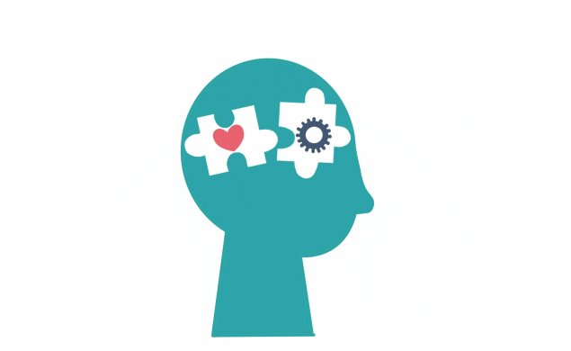 Icon of head with puzzle pieces for brain