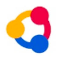 A circle with three filled circles in a circular motion