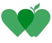 Two apples shaped as hearts overlapping (SF Marin Logo)