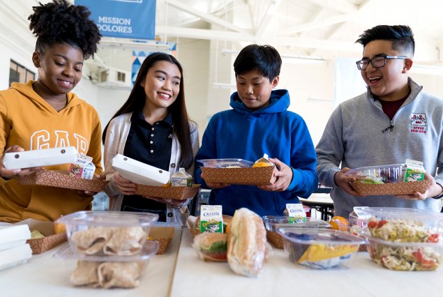 High school students pick their lunch