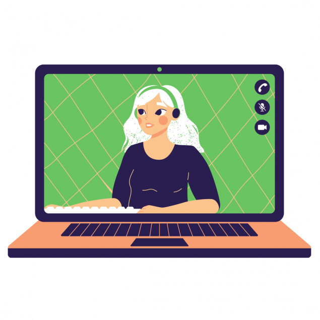 Computer video with a lady on the other end