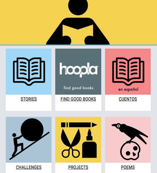 screenshot of library website
