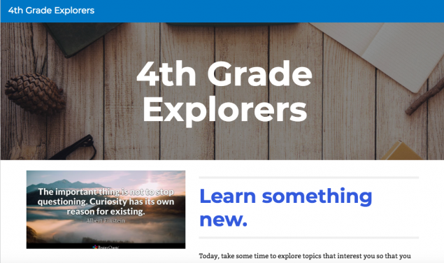 Screenshot of 4th grade website.