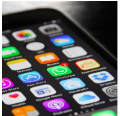 Smartphone open to show mobile apps