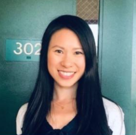 Smiling Asian woman with long hair