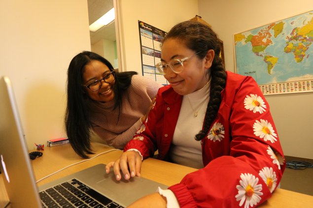 Industry partner gives student encouragement during the student's summer fellowship program.